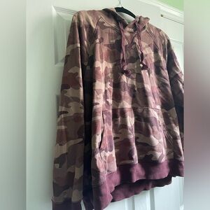 Pink camouflage light weight pull over hoodie